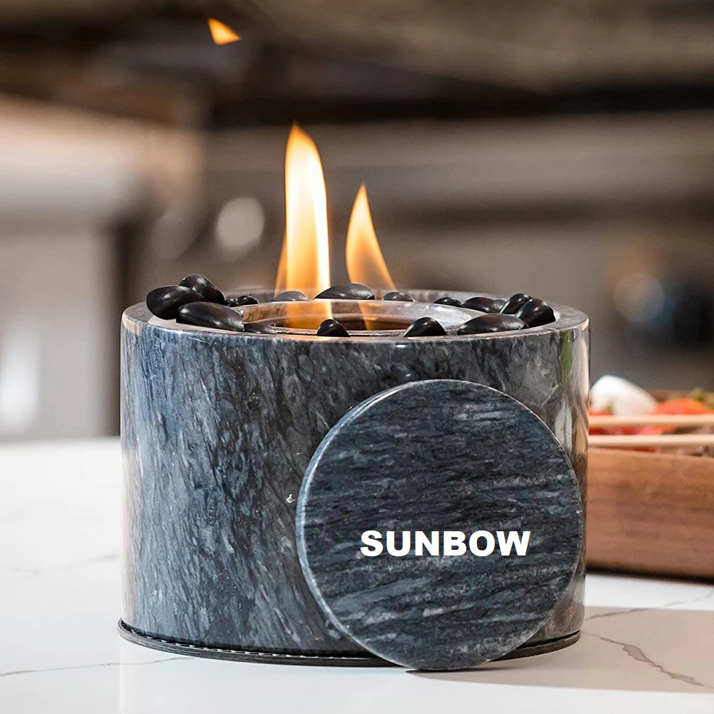 SUNBOW Original Marble Portable Fireplace Clean Burning Tabletop Fire Pit Bowl Indoor Outdoor Table Top Mini Ethanol Fire Pit