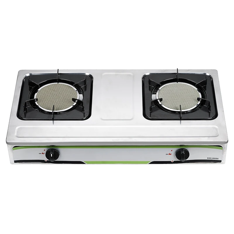 Высококачественная газовая плита с двойной горелкой и стеклянным покрытием