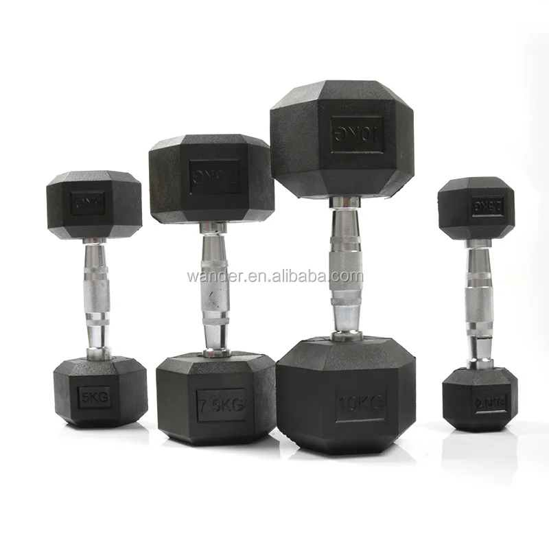 High Quality Home Gym Exercise Equipment Rubber Coated Dumbbells hex Dumbbell