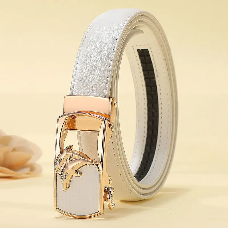 hot sale lady cow leather fashion automatic alloy buckle business casual belt
