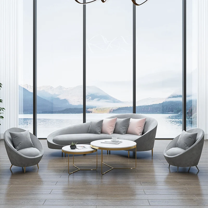 Nordic style sofa simple modern curved beauty salon leisure club reception small sofa