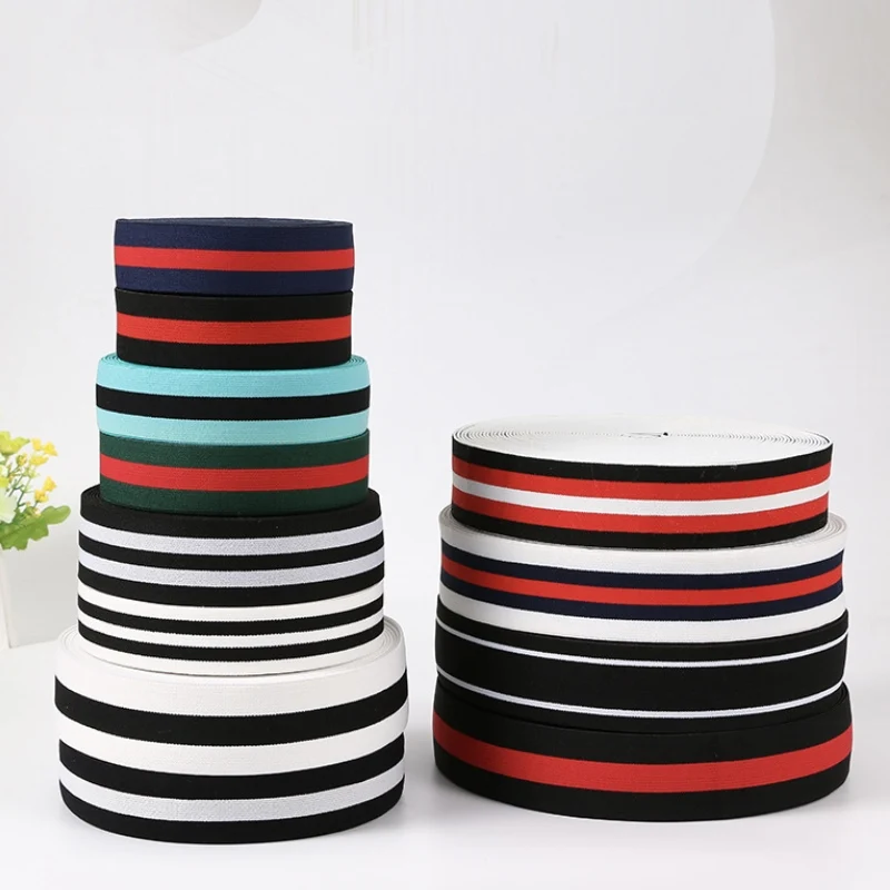 Custom Stripe Elastic Bands Clothing Bags Trousers Rubber Band Soft Belt Tension Elastic Webbing DIY Sewing Accessories
