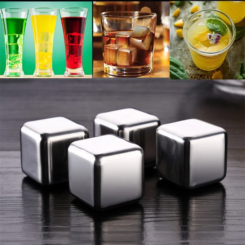 Reusable Chilling Whiskey ice stone cube Beverage Rocks stainless steel ice cubes