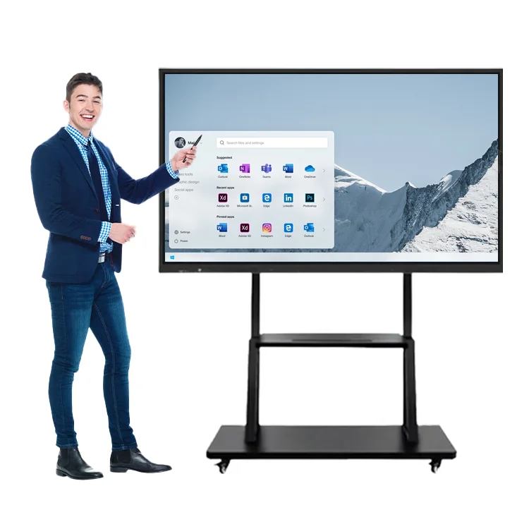 LuxGaze 4K Anti Glare LCD Screen 20 Points Touch Display Panel Wall Mount Interactive Smart Board for School