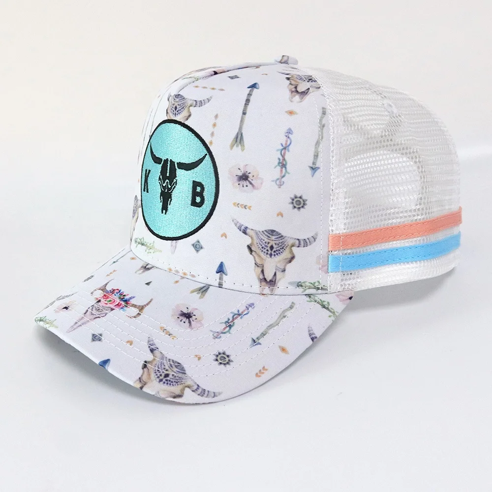Summer Breathable Customized Adults Canvas Trucker Mesh Hat  Baseball Caps With Embroidery Fashion Stripe