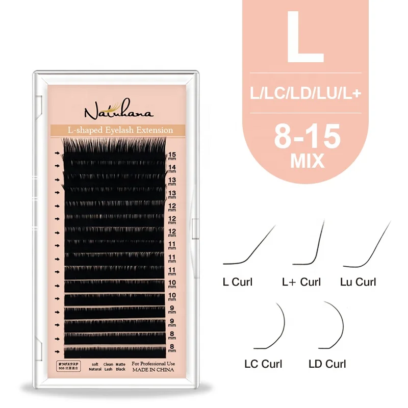 NATUHANA LC L+ LU LD 8-15Mix Lash Extensions Soft Individual L Shape Faux Eyelashes Mink Natural