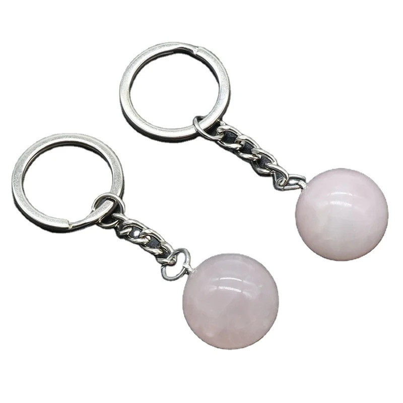 Ideal Price Value Chakra Keychain Quartz Rose Quartz Ball Key Ring Crystal Keychains Charms Gift