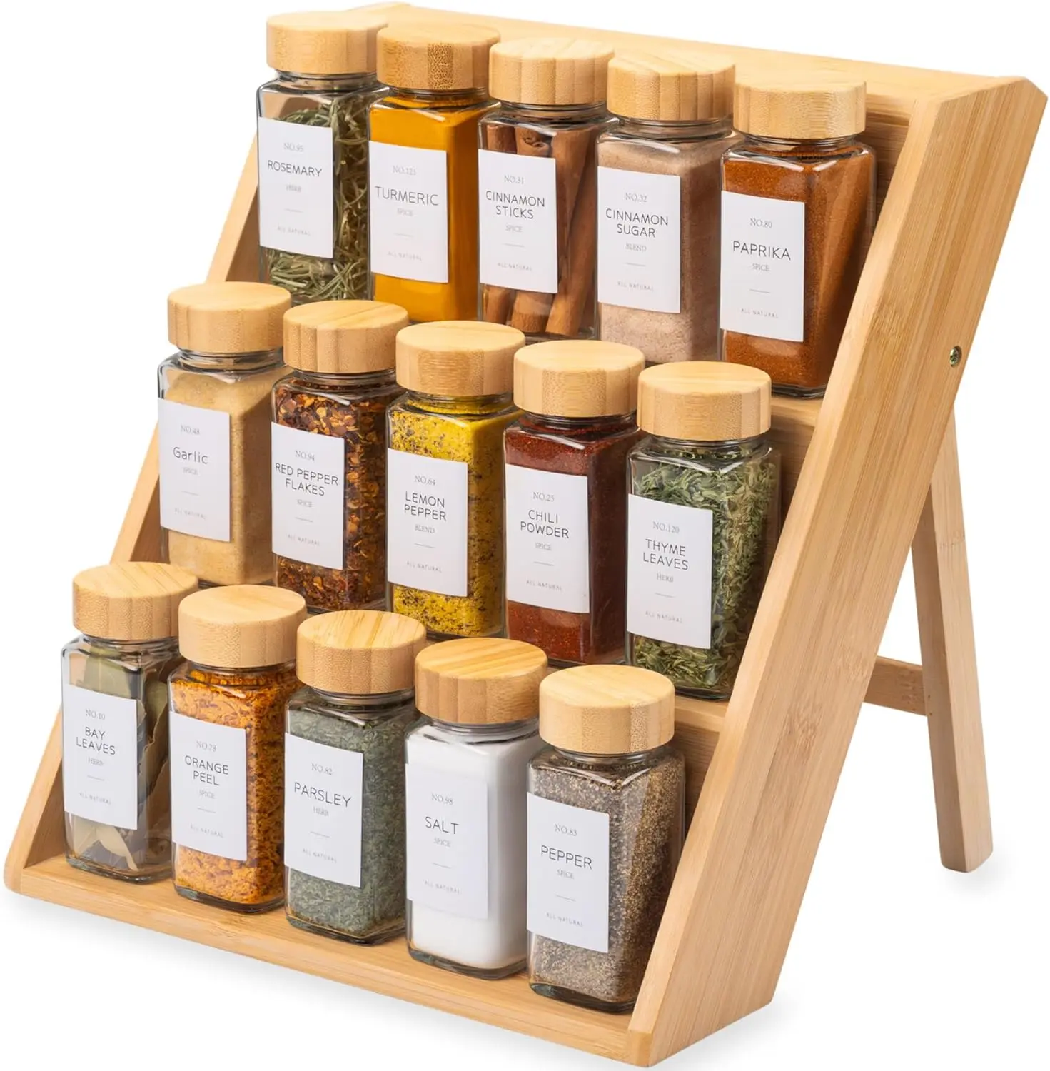 Bamboo Spice Rack Organizer For Kitchen Drawer