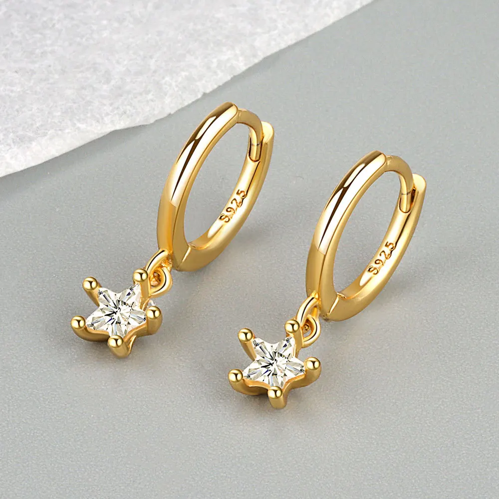 Star Pendant Drop Earrings Sparkling Clear Zircon Earring for Women Creative French Earrings Jewelry