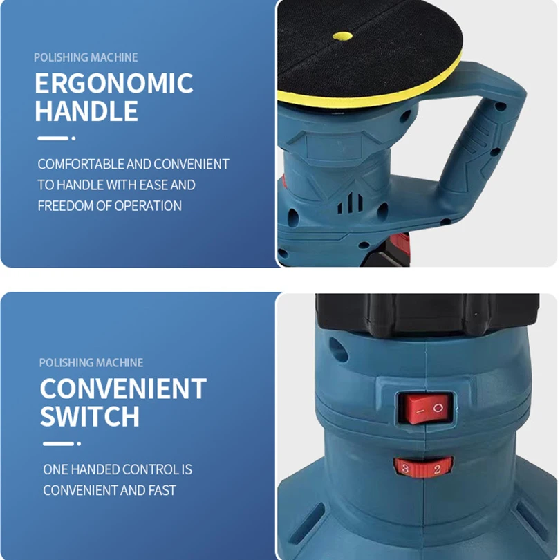 Cordless Car Buffer Polisher, Brushless Polisher with Variable Speed, Electric Sande Polisher with Polishing Pads Kit For Waxing