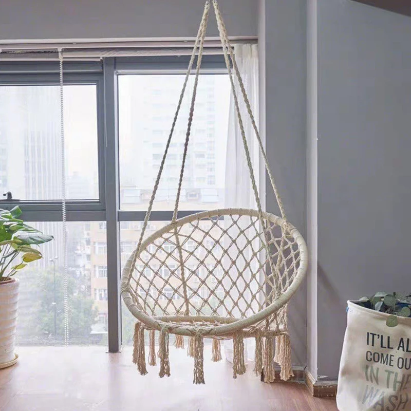 Hammok Hamacas Sillas Colgante Indoor Boho Patio Macrame Hammock Hanging Seat Swing Suspended Chair for Living Room