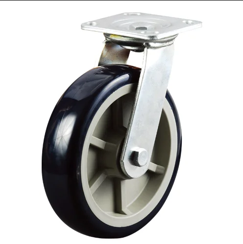 Сверхмощная промышленная Поворотная оцинкованная стальная пластина полиуретановое колесо