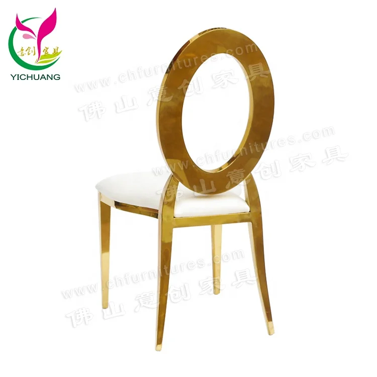 HC-SS28-1 Gold eye wholesale O back white cushion event decor rental wedding chairs and table set