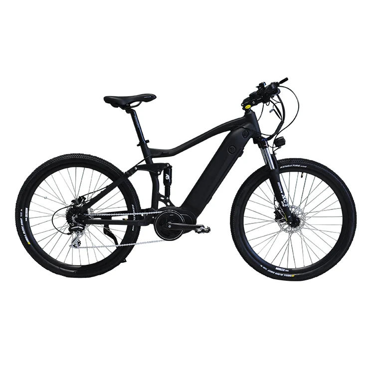 Hot Selling Bafang 350W Brushless Mid Drive Motor Full Suspension Electric Mountain Bike with LED Display