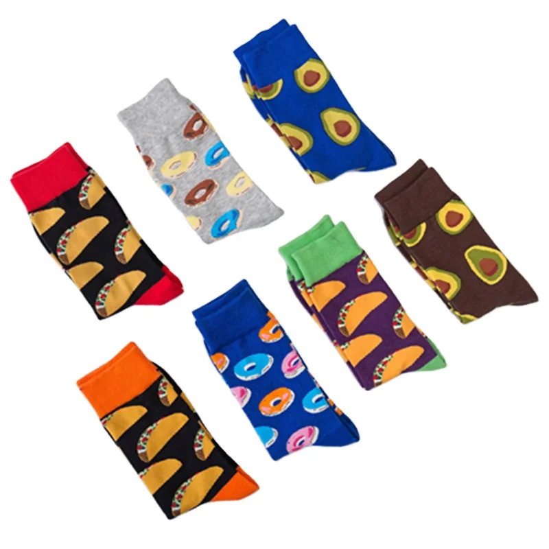 Модные Цветные цветные хлопковые носки для отдыха серия еды чулок для мужчин и женщин