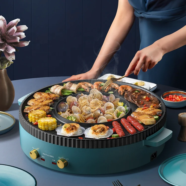 Электрическая сковорода Shabu раздельная Нескользящая портативная кухонная горелка плита горячий горшок для