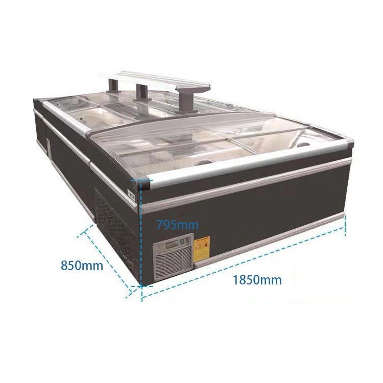 Hot Sale Commercial Compressor Refrigerator Frost-Free Meat Open Island Freezer Supermarket Hotel Outdoor Use Portable Electric