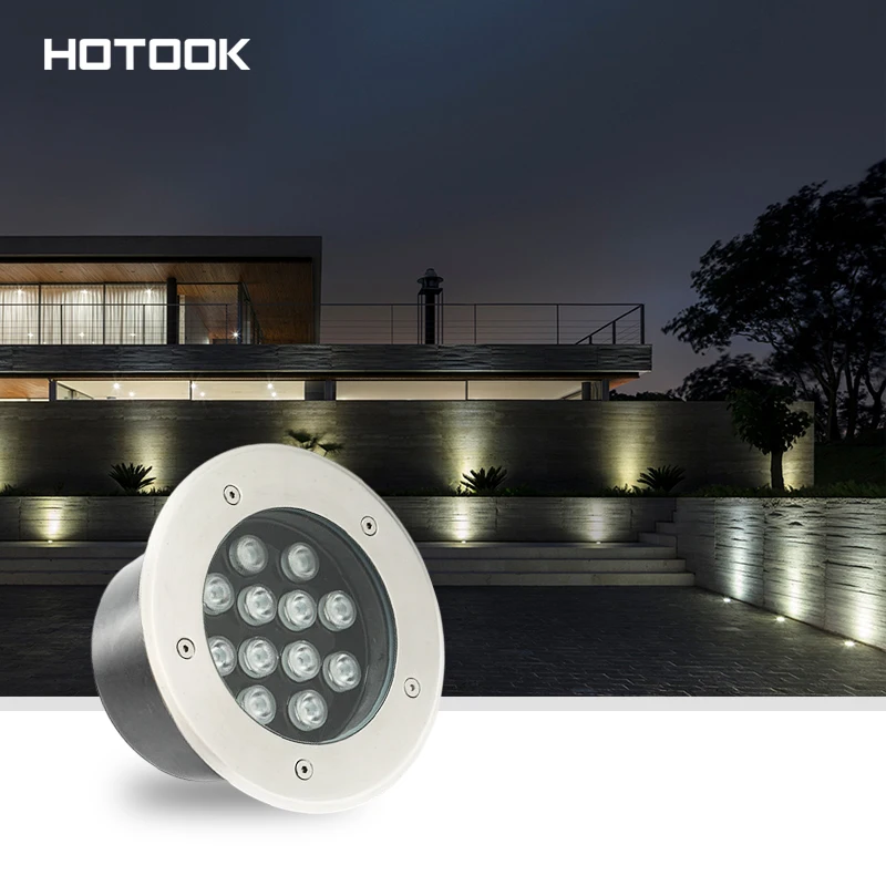 HOTOOK IP65 Waterproof 3w 100mm DC 24V Floor Recessed Deck Inground Outdoor Landscape Ground Buried Lamp Led Underground Light