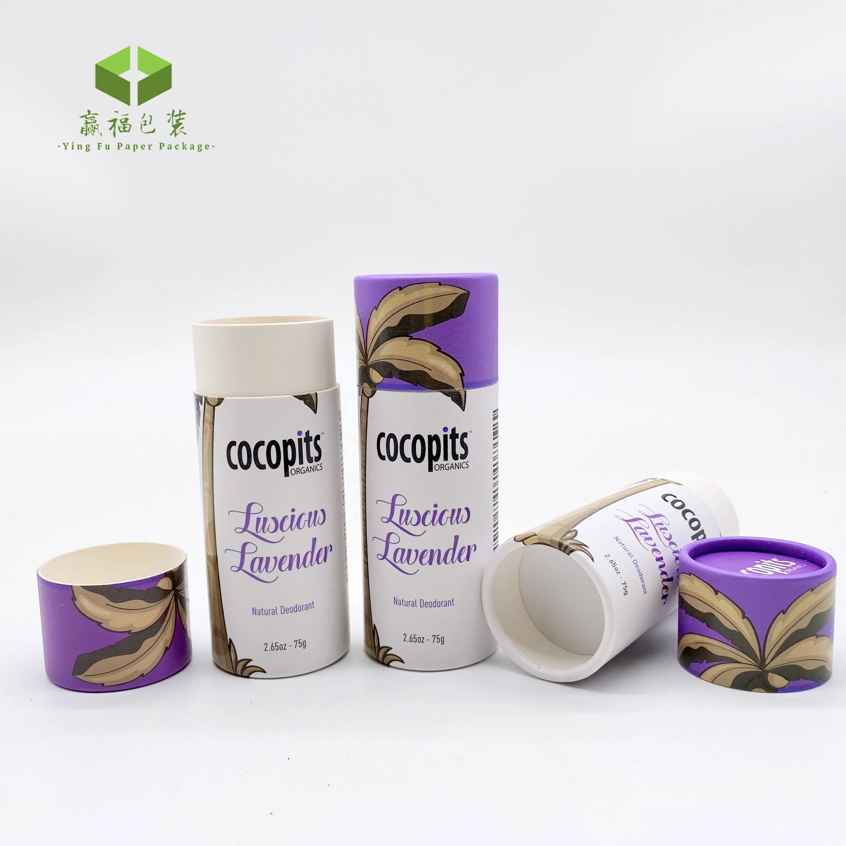 Biodegradable Customized empty push up paper tube 3oz cosmetic lip balm sure deodorant container from recycled  packaging