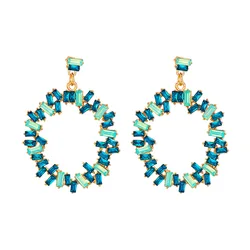 New geometric alloy diamond blue shape creative design retro personality all-match jewelry stud earrings for women
