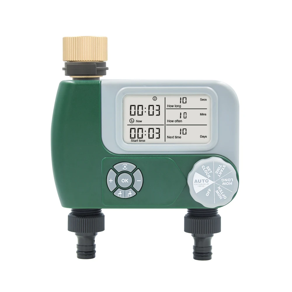 Factory new metal connector smart battery power waterproof 2 zones irrigation system garden watering timer