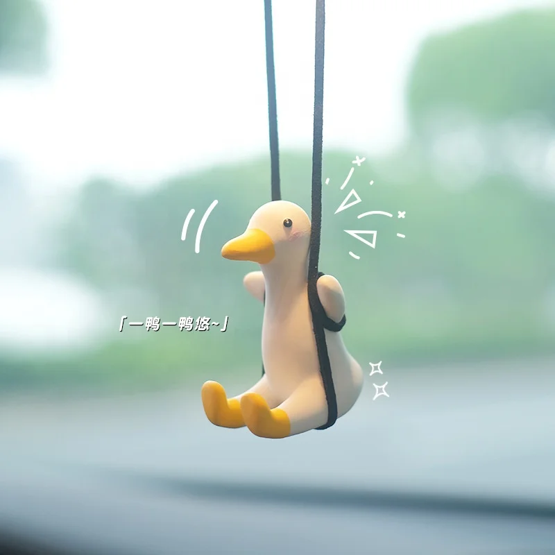Factory Offer Car Rearview Pendant Interior Aromatherapy Car Decoration Cute Little Duck Swing
