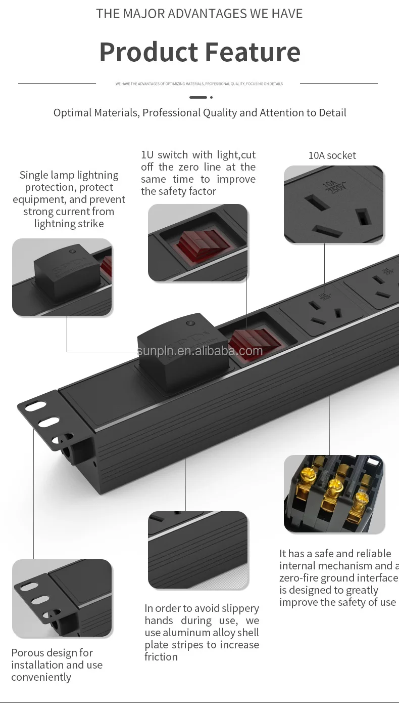 IT room industrial socket rack aluminium PDU 10A 3C electrical equipment03