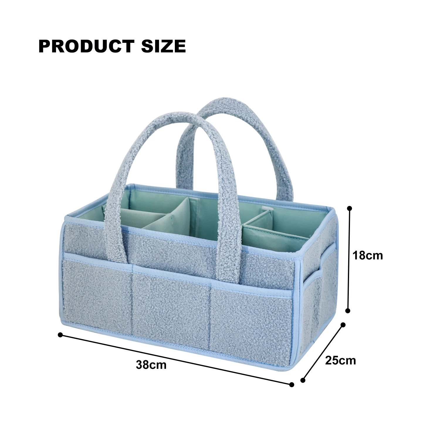 Custom LOGO teddy velvet baby mommy bag caddy organizer nappy storage basket for baby