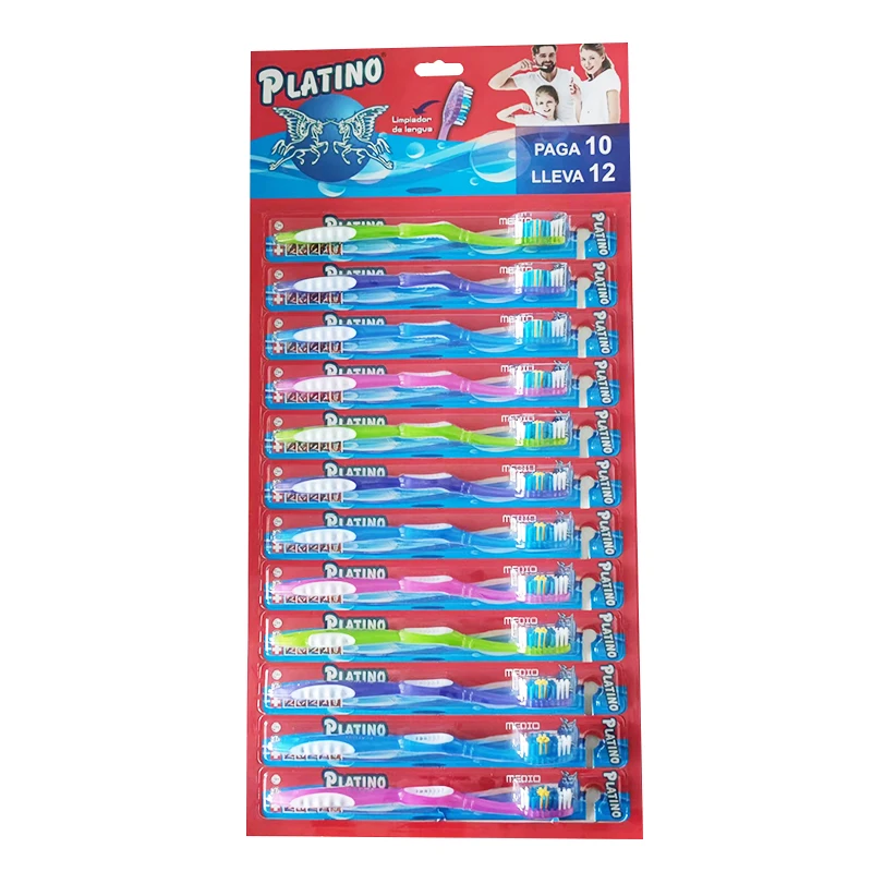 12 pack wholesales OEM custom cheap different colors toothbrush