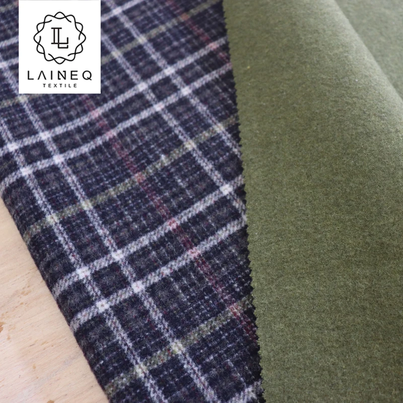 2023 Classic and sophisticated wool fabric Glen Plaid check wool fabric check 70% wool double faced color overcoat