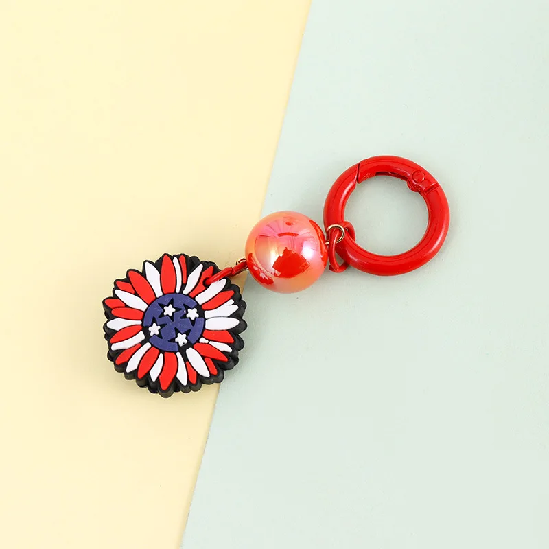 Star Spangled Banner Round Eagle Flower Key Chain schoolbag mobile phone pendant key chain anime animation peripheral pendant