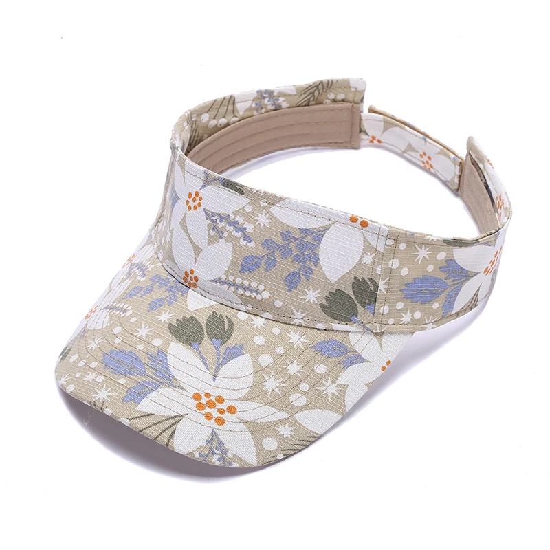 Women Summer Empty Top Printed Sport Visor Caps Outdoor Sun Hat Cheap Wholesale Sunvisor Hat