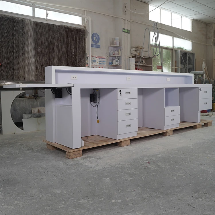 Custom Made Office Furniture Table Salon Counter White Reception Modern Design Front Desk