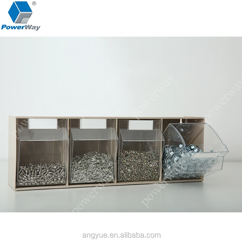 Powerway factory Hardware Shop запасные части для фронтального наклонного открытия штабелируемые пластиковые наклонные контейнеры хранения