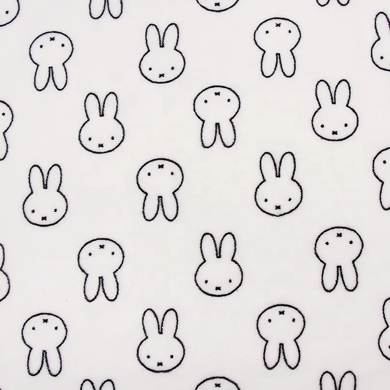Knitted 100% Polyester Double-sided Fleece Cartoon Rabbit Printed Flannel Fabric