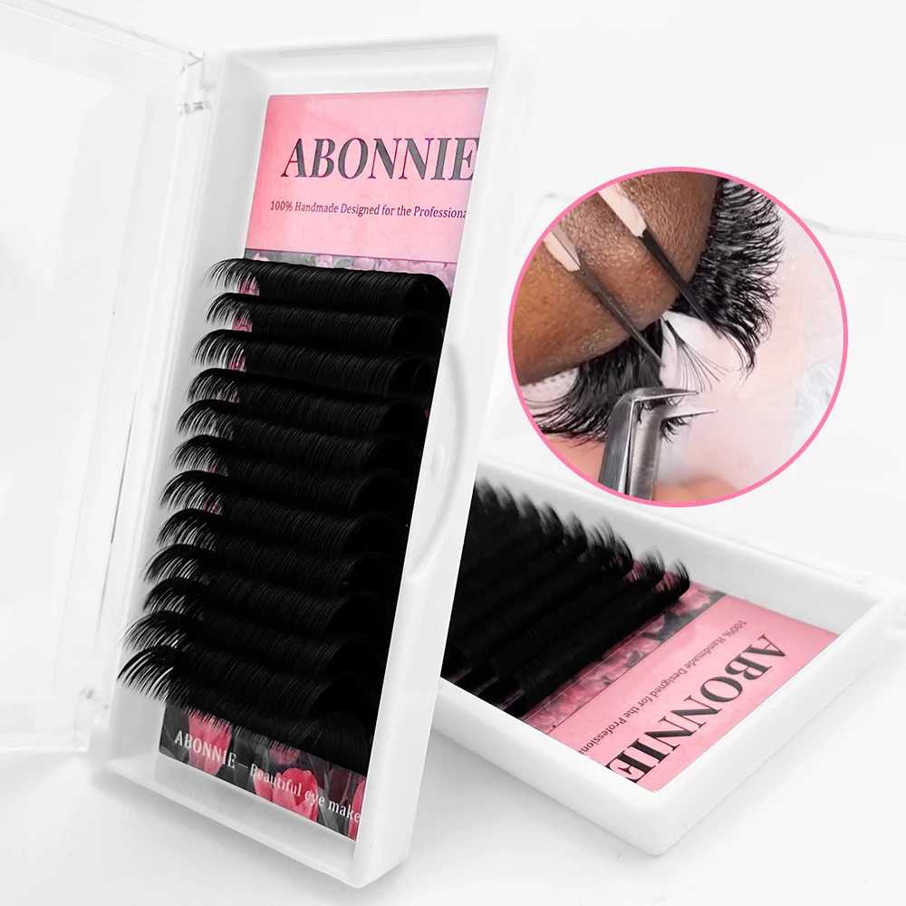 Abonnie 0.03 0.05 0.07mm Easy Fanning Lashes Cc Dd c d Easy Fan Lash Tray 8-25mm Lash Extension Easy Fan