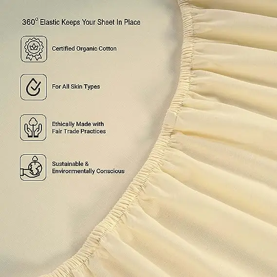 100% Organic Cotton Mineral King-Sheets Set 4-Piece Pure Long Staple Percale Weave Soft Bedding Sheets for Bed Breathable Fits M
