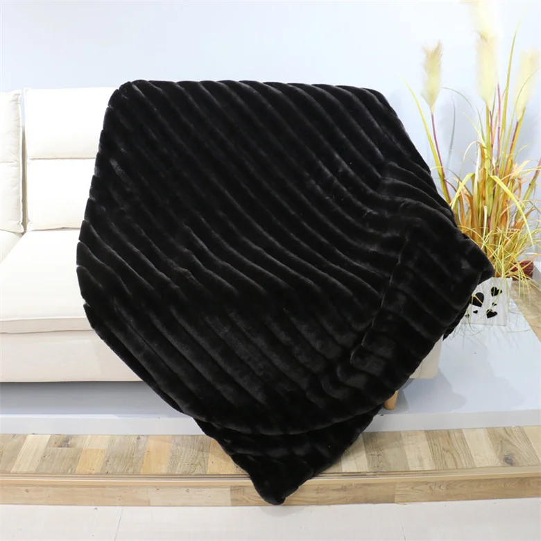 Hotsale 100% Polyester Soft Plush Custom Blanket Warm Faux fur Blankets for Sofa