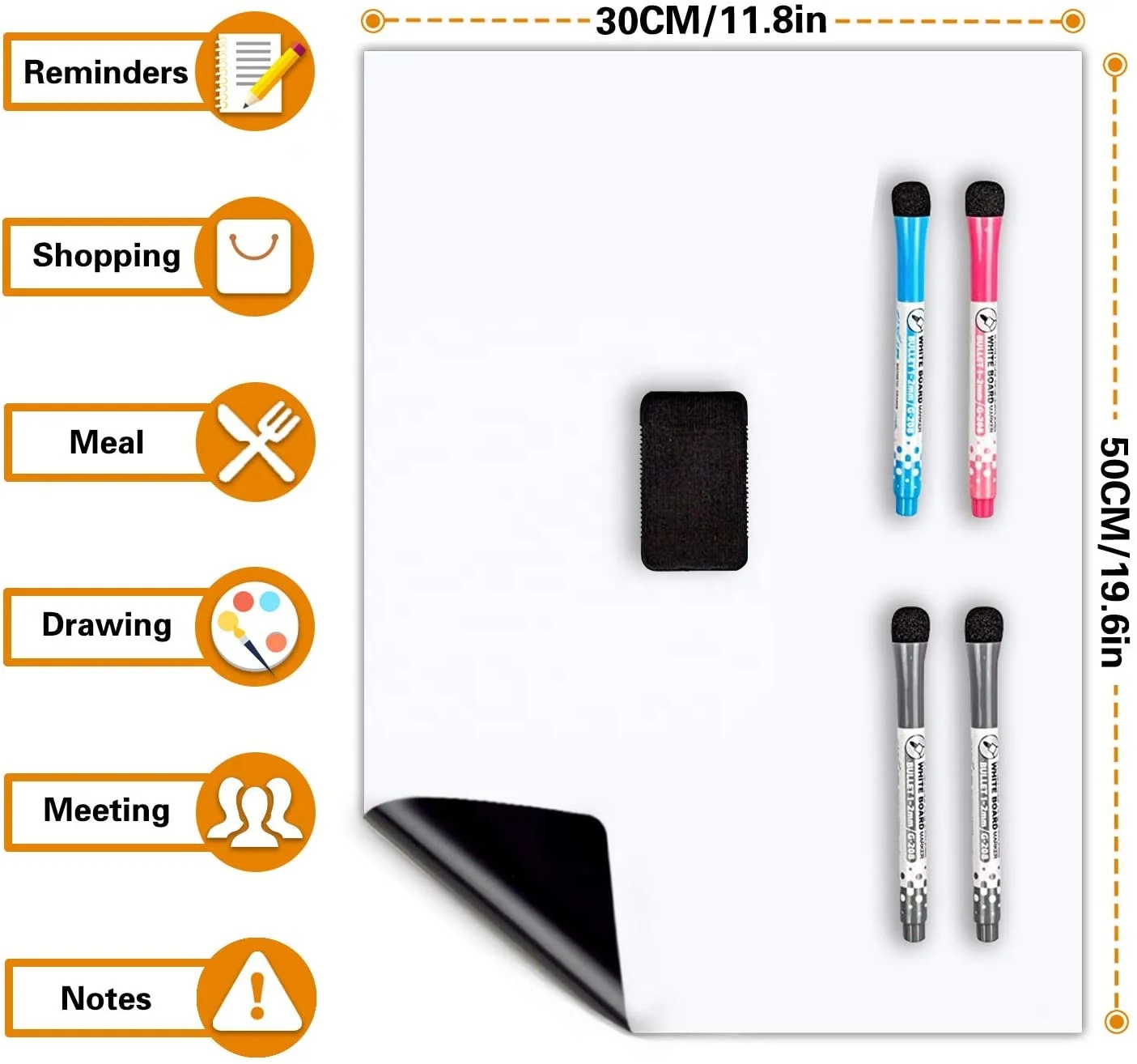 myway Magnetic Fridge Whiteboard Daily Weekly Planner with Meal Shopping List Reminder Calendar Memo Board for Home Kitchen Use