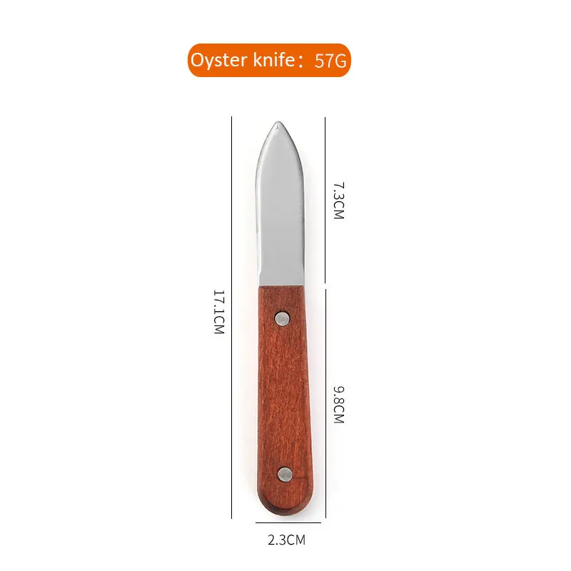 Factory wholesale high quality non slip stainless steel oyster knife with wooden handle shucking knife
