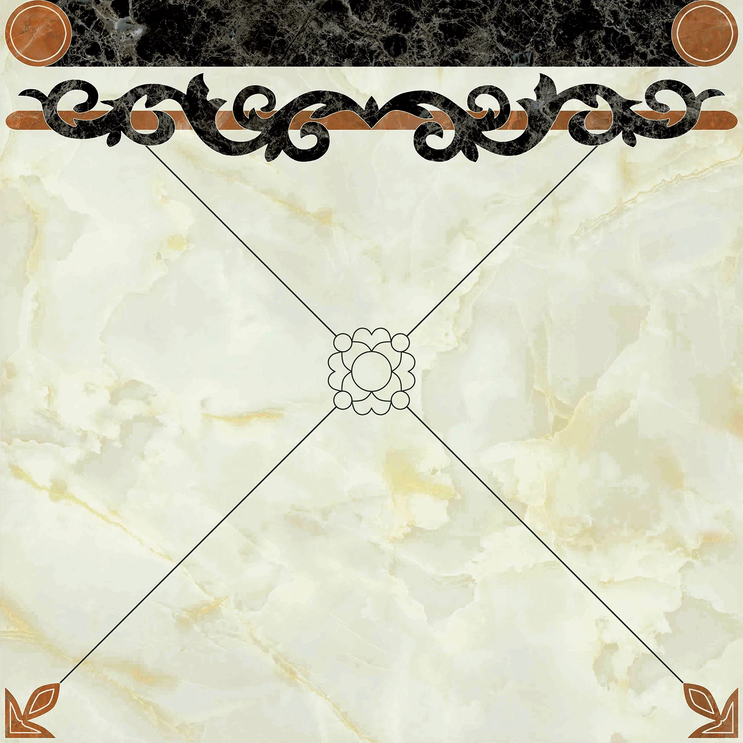 Hasin Large Quantity New Designs Popular Exterior Ceramic Floor Polished Crystal Carpet Puzzle Ceramic Tiles(4 in 1)