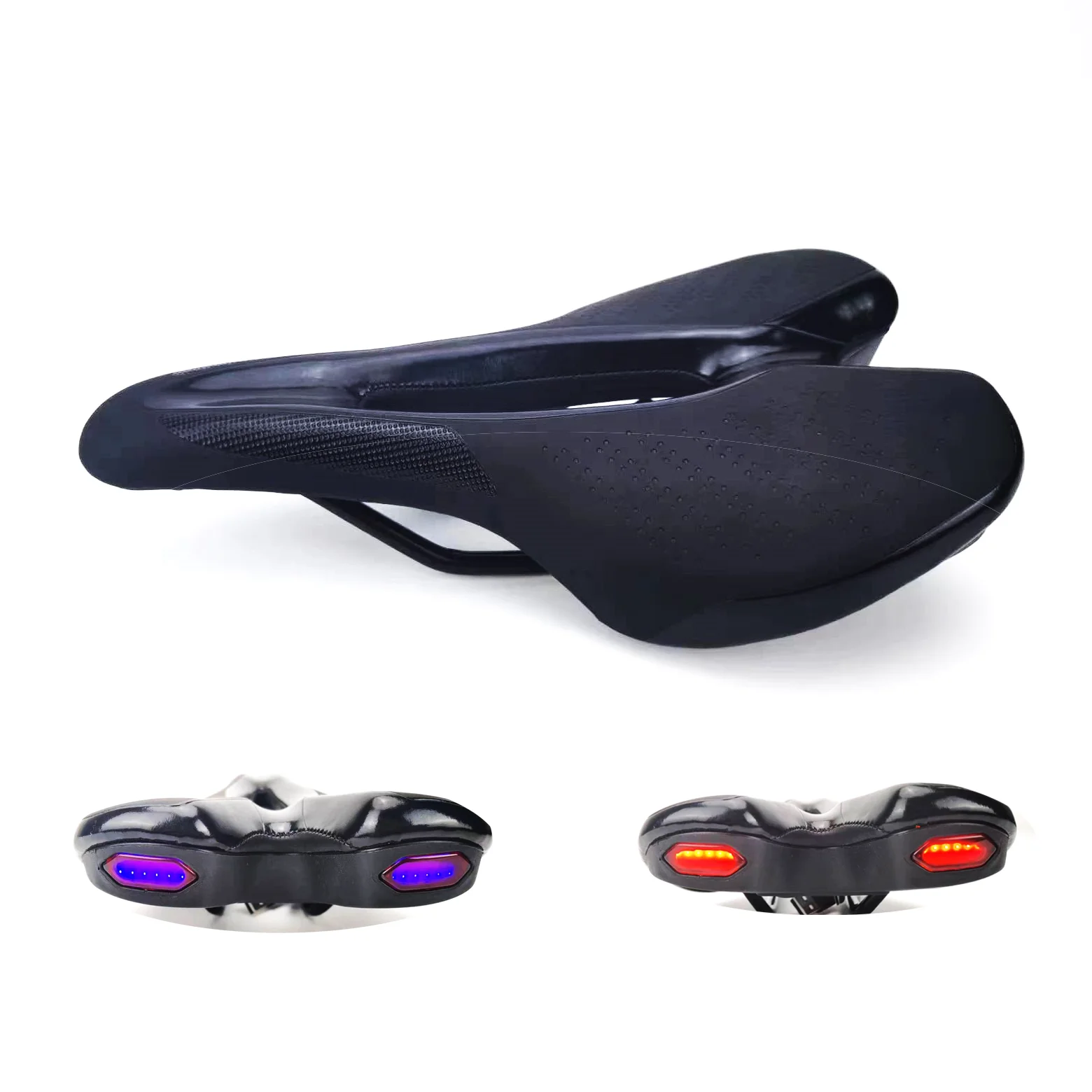 Bicycle Saddle With Back Light Road MTB Bike Soft Leather Foam Seat USB Charging