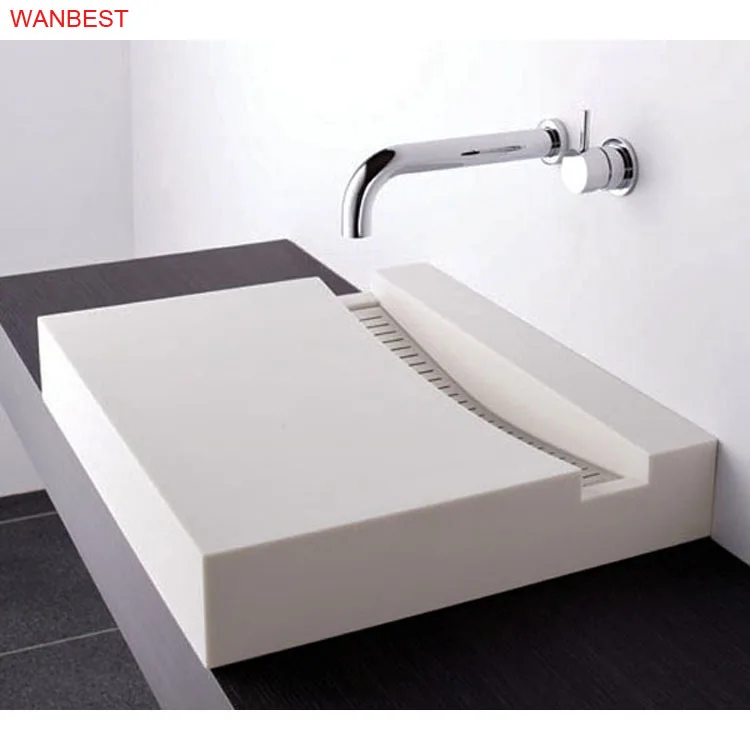 High Quality Artificial Stone Ceramic Sink Home Hotel Wash Basin White Bathroom Sink