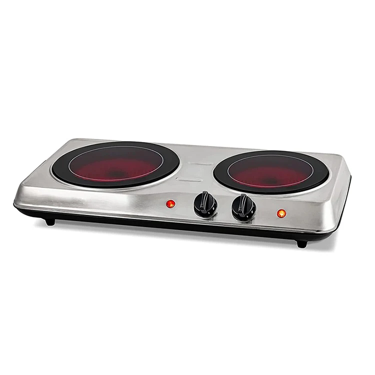 2000 Вт бытовая электрическая инфракрасная керамическая плита с двойной горелкой стеклянная плита