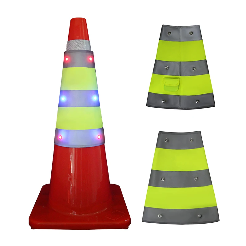 Temporary road warning signal reflector trafic covers light led flash traffic cone reflective sleeve with light