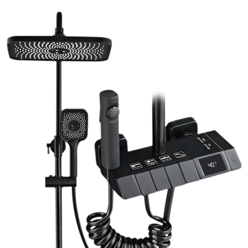 Wholesale Piano Keys Shower Mixer Wall Mounted Rain Thermostatic Shower Set System Piano Robinet For Bathroom