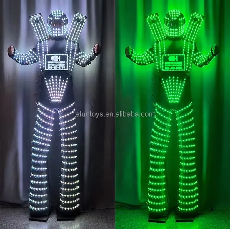 Handmade luminescence led robot costume fast shipping halloween music festival wedding bar party robot suit led robot costume