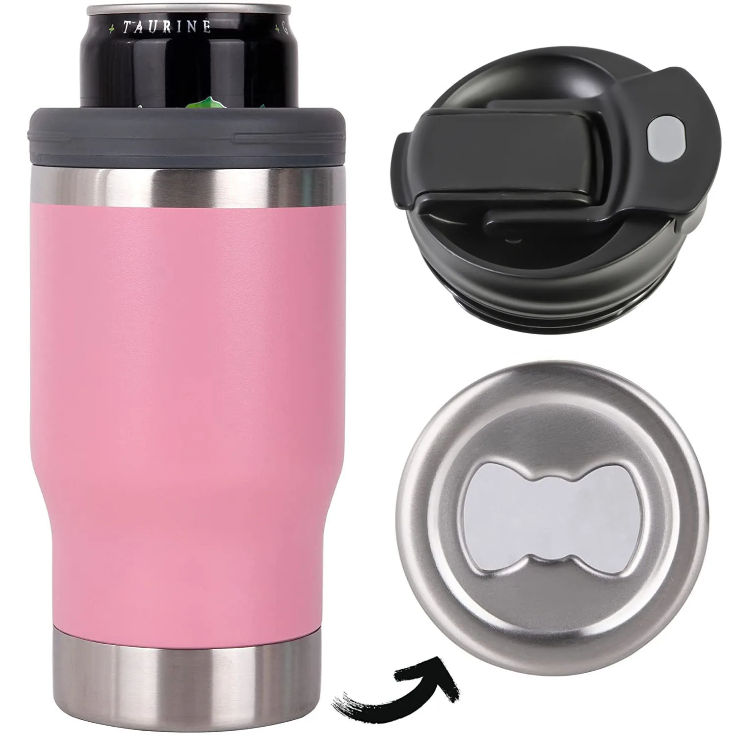 12oz Barbecue Essentials Colored 4 In 1 Colored Stainless Steel Beer Cooler Beer Can Tumbler Universal Can Cooler With Opener