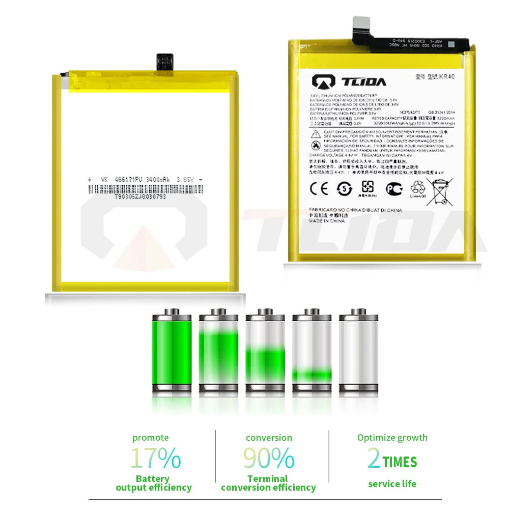 Factory Customized Wholesale Cell Phone Accessories Replacement 3400mAh for Motorola Moto KR40 Battery