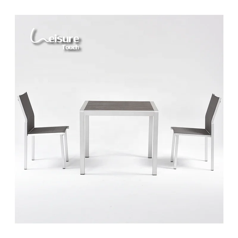 Party Furniture Weather-Resistant Aluminum Restaurant Tables With Plastic Wood Table